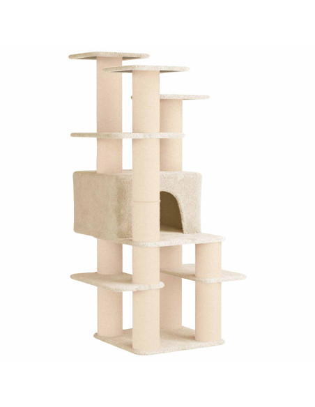 Albero per gatti con pali per graffiare in sisal Crema 161 cm
