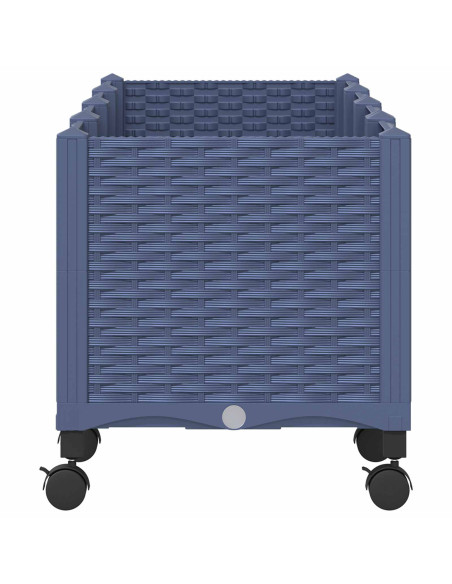 Vaso da Giardino con Ruote Blu Grigio 160 x 40 x 48 cm PP