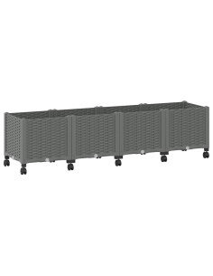 Vaso da Giardino con Ruote Grigio Chiaro 160 x 40 x 48 cm PP 2