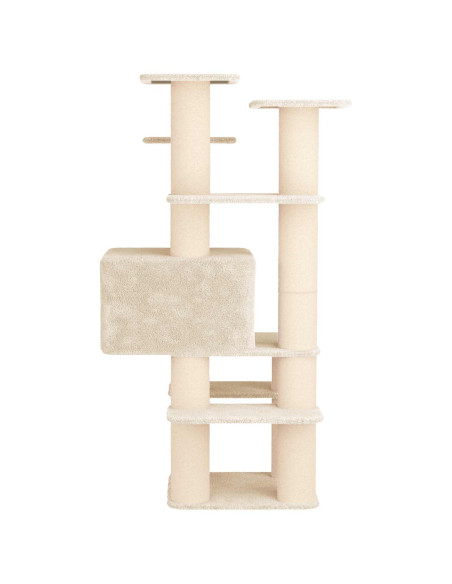 Albero per gatti con pali per graffiare in sisal Crema 161 cm