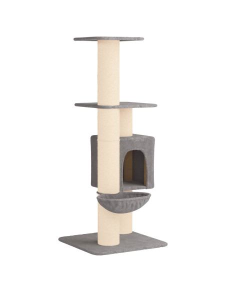 Albero per gatti con pali per graffiare in sisal Grigio Chiaro