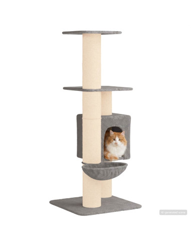 Albero per gatti con pali per graffiare in sisal Grigio Chiaro