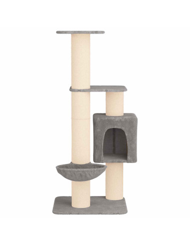 Albero per gatti con pali per graffiare in sisal Grigio Chiaro