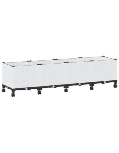 Vaso da Giardino con Ruote Bianco 160 x 40 x 48 cm PP 2