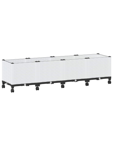 Vaso da Giardino con Ruote Bianco 160 x 40 x 48 cm PP