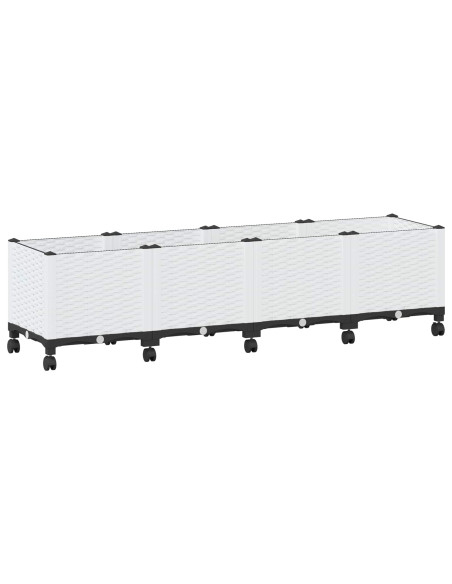 Vaso da Giardino con Ruote Bianco 160 x 40 x 48 cm PP