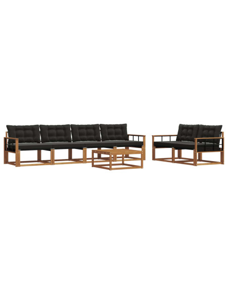 Set di divani da esterno con cuscino 7 pcs Naturale e Nero