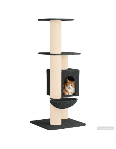 Albero per gatti con pali per graffiare in sisal Grigio Scuro