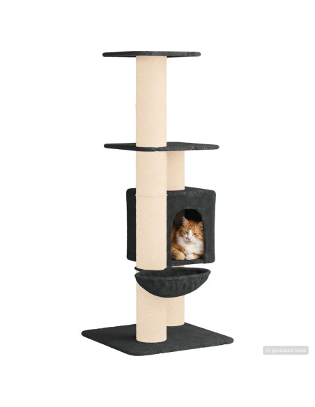 Albero per gatti con pali per graffiare in sisal Grigio Scuro