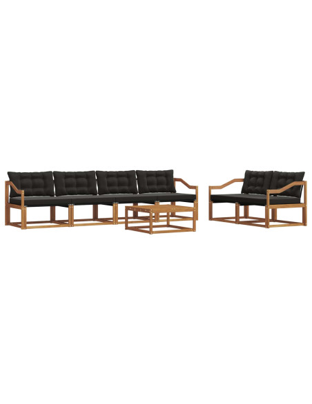 Set di divani da esterno con cuscino 7 pcs Naturale e Nero
