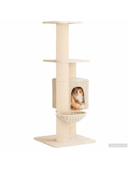Albero per gatti con pali per graffiare in sisal Crema 137 cm
