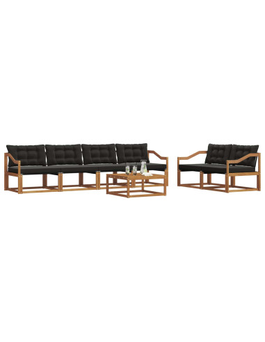 Set di divani da esterno con cuscino 7 pcs Naturale e Nero