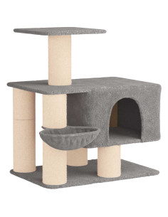 Albero per gatti con pali per graffiare in sisal Grigio Chiaro 2