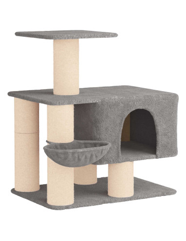 Albero per gatti con pali per graffiare in sisal Grigio Chiaro