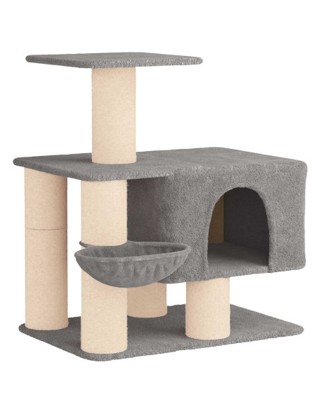 Albero per gatti con pali per graffiare in sisal Grigio Chiaro