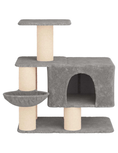 Albero per gatti con pali per graffiare in sisal Grigio Chiaro