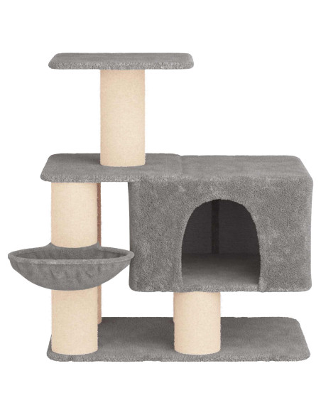 Albero per gatti con pali per graffiare in sisal Grigio Chiaro