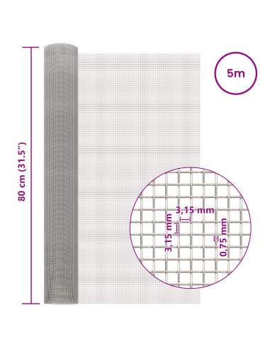 Rete per schermatura 80 x 500 cm 6 Mesh Argento