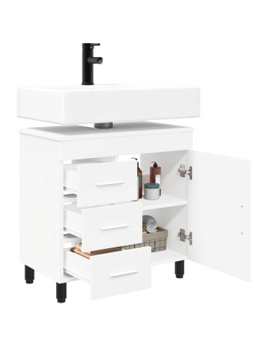 Mobiletto da bagno Bianco 60 x 35 x 60 cm Legno ingegnerizzato