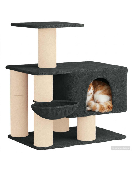 Albero per gatti con pali per graffiare in sisal Grigio Scuro