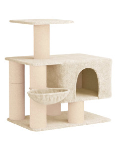Albero per gatti con pali per graffiare in sisal Crema 96 cm 2