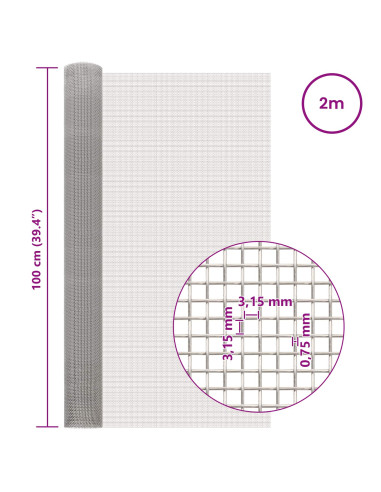 Rete per schermatura 100 x 200 cm 6 Mesh Argento