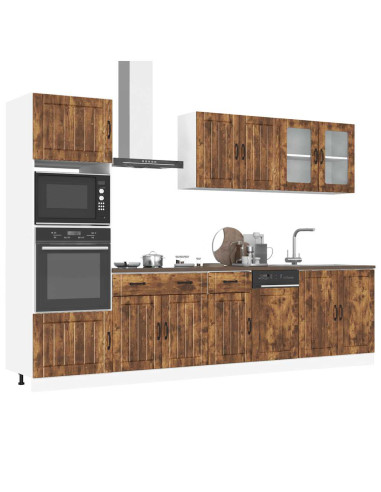 Set Mobili da Cucina 7 pz Lucca Rovere Fumo Legno Multistrato