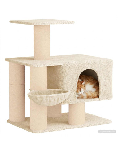 Albero per gatti con pali per graffiare in sisal Crema 96 cm