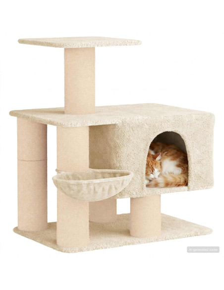 Albero per gatti con pali per graffiare in sisal Crema 96 cm