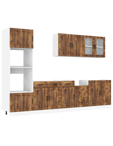 Set Mobili da Cucina 7 pz Lucca Rovere Fumo Legno Multistrato