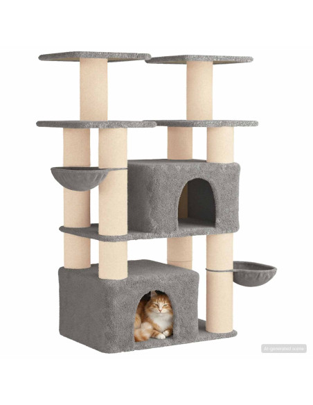 Albero per gatti con pali per graffiare in sisal 2 pz 147 cm