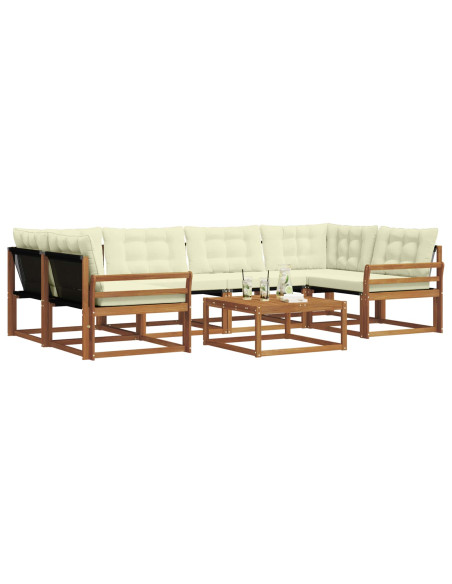 Set di divani da esterno con cuscino 7 pcs Naturale e Crema