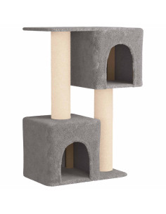 Albero per gatti con pali per graffiare in sisal Grigio Chiaro 2