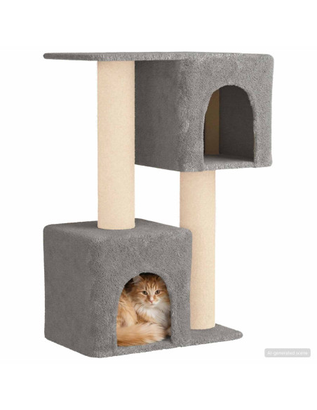 Albero per gatti con pali per graffiare in sisal Grigio Chiaro