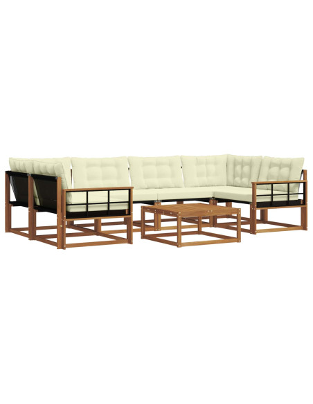 Set di divani da esterno con cuscino 7 pcs Naturale e Crema
