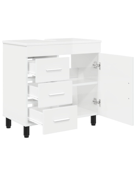 Mobiletto da bagno Bianco Lucido 60 x 35 x 60 cm