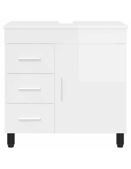 Mobiletto da bagno Bianco Lucido 60 x 35 x 60 cm