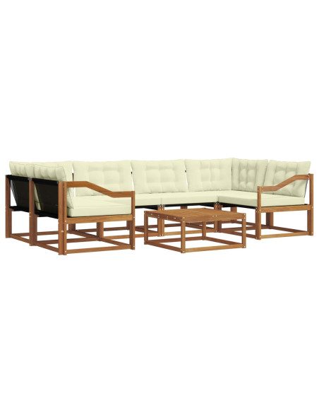 Set di divani da esterno con cuscino 7 pcs Naturale e Crema