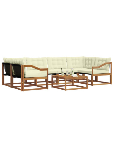 Set di divani da esterno con cuscino 7 pcs Naturale e Crema