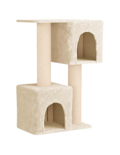 Albero per gatti con pali per graffiare in sisal Crema 114 cm 2