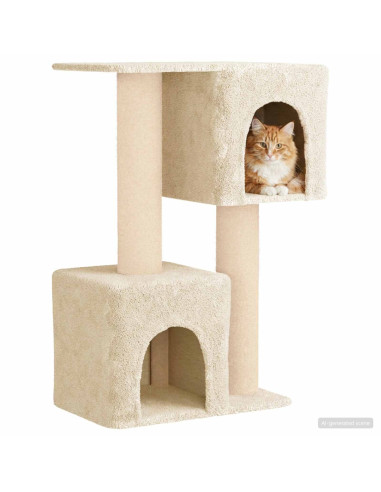 Albero per gatti con pali per graffiare in sisal Crema 114 cm