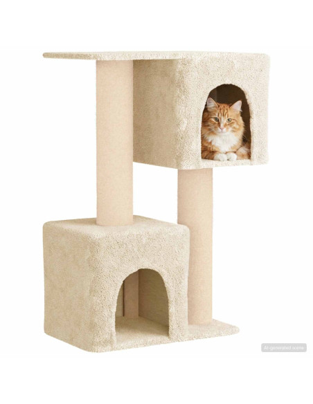 Albero per gatti con pali per graffiare in sisal Crema 114 cm