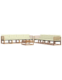 Set di divani da esterno con cuscino 9 pcs Naturale e Crema 2