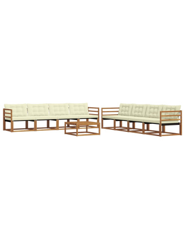 Set di divani da esterno con cuscino 9 pcs Naturale e Crema