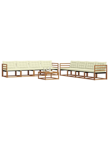 Set di divani da esterno con cuscino 9 pcs Naturale e Crema
