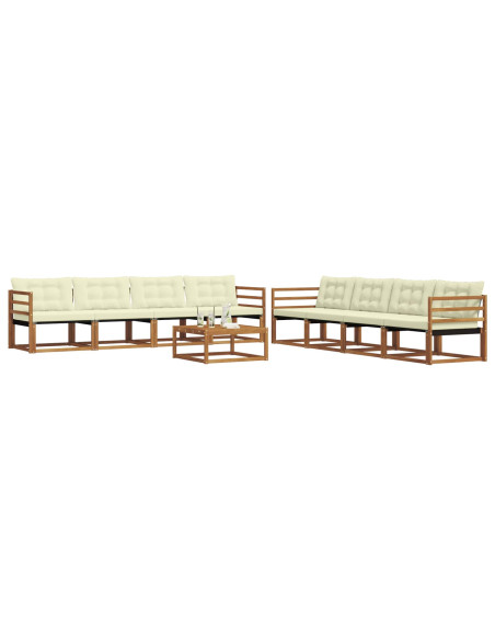 Set di divani da esterno con cuscino 9 pcs Naturale e Crema