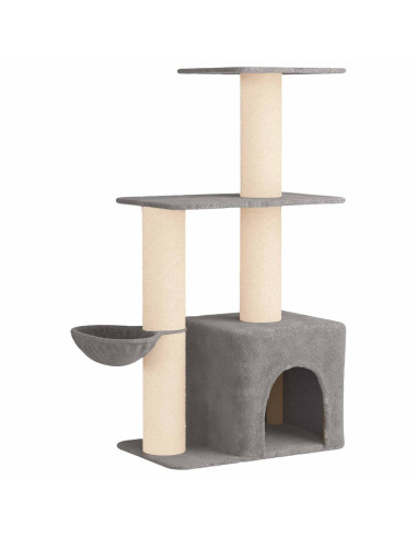 Albero per gatti con pali per graffiare in sisal Grigio Chiaro