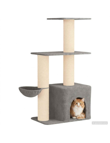 Albero per gatti con pali per graffiare in sisal Grigio Chiaro