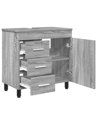 Mobiletto da bagno Sonoma grigio 60 x 35 x 60 cm