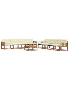 Set di divani da esterno con cuscino 9 pcs Naturale e Crema 2